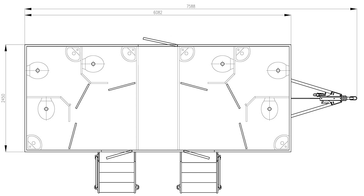 Прицеп туалет на 6 кабинок Люкс
